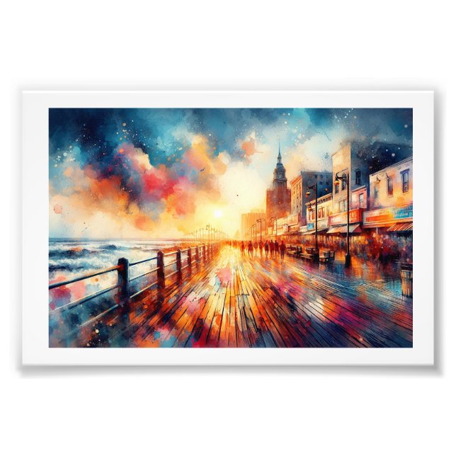 Impression Photo Atlantic City Boardwalk Sunset,  (Devant)