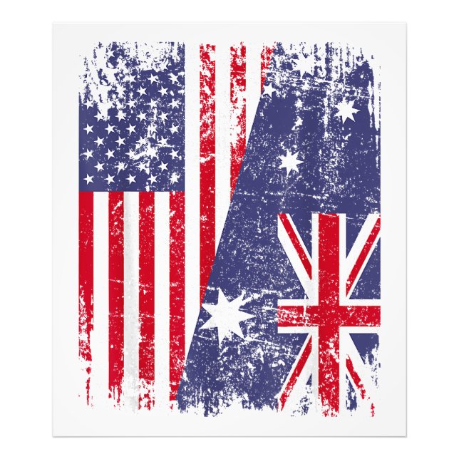Impression Photo AUSTRALIAN ROOTS Half American Flag AUSTRALIE (Devant)