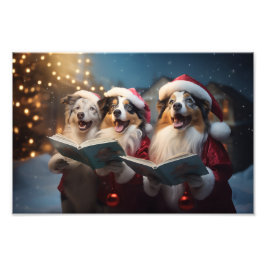 Impression Photo Australian Shepherd Noël Caroling Holiday