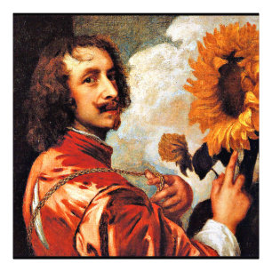 Impression Photo Autoportrait avec tournesol, célèbre oeuvre d'art