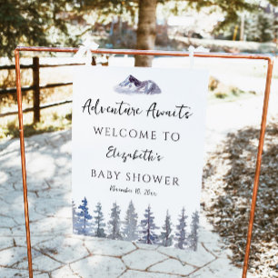 Impression Photo Aventure Hiver Arbres Baby shower Bienvenue