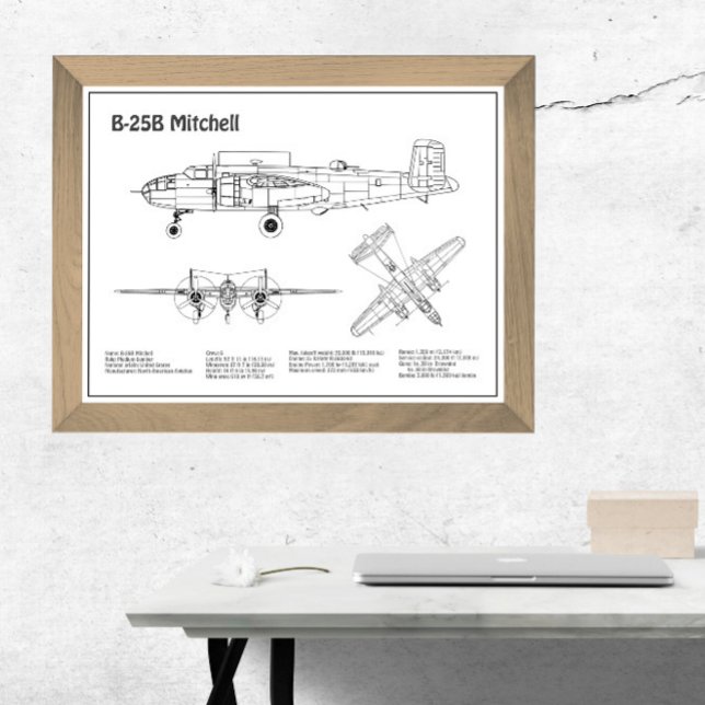 Impression Photo B-25B Mitchell Doolittle - Plan d'avion BD (Créateur téléchargé)