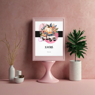 Impression Photo Baby shower de camion citrouille noir rose Floral