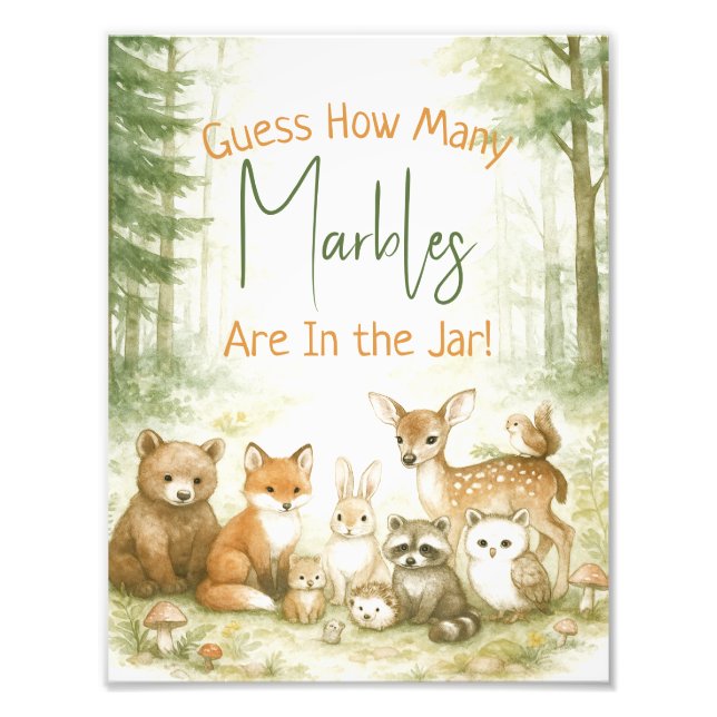 Impression Photo Baby Shower Game Cute Woodland Baby Animals (Devant)