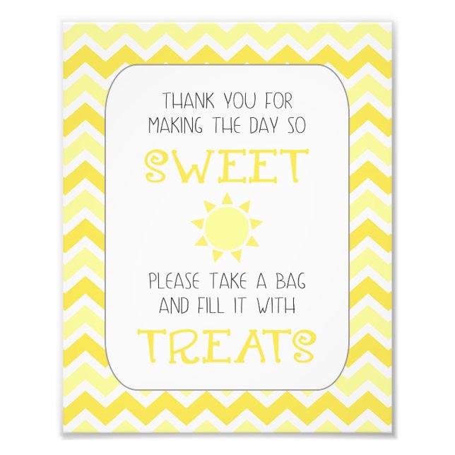 Impression Photo Baby shower Sunshine prendre un signe de régal (Devant)