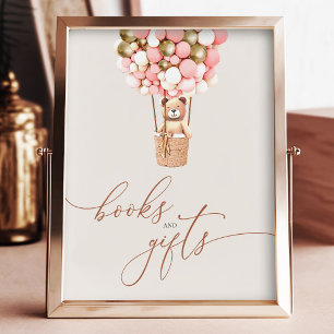 Impression Photo Ballons d'ours rose or Livres Baby showers cadeaux