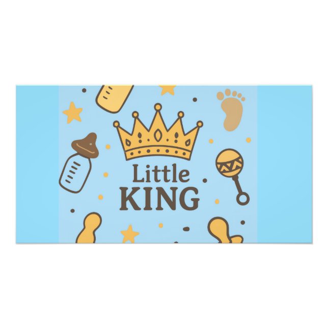 Impression Photo "Bannière de Baby shower Little King - Blue & Gold (Devant)