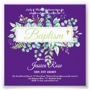 Impression Photo Baptême Invitation Eucalyptus BUDGET Vert