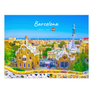 Impression Photo Barcelone, Espagne - Parc Guell Mosaïque Gaudi