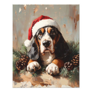 Impression Photo Basset Hound dans une peinture à l'huile de chapea