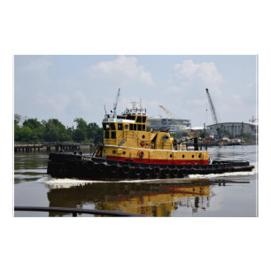 Impression Photo Bateau à remorqueurs travaillant à la rivière