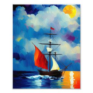 Impression Photo Bateau dans la nuit