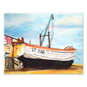 Impression Photo Bateau de pêche sur la plage de galets d'Aldeburgh