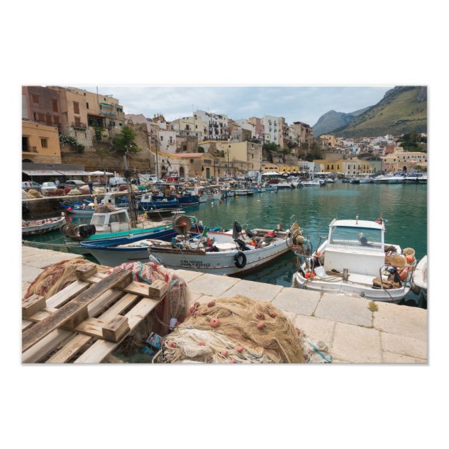 Impression Photo Bateaux de pêche dans le port de Castellammare del (Devant)