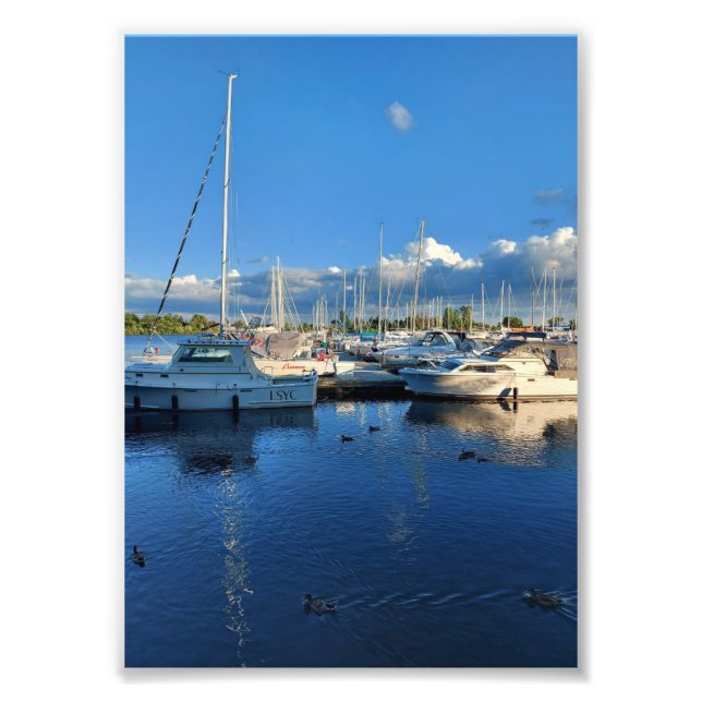 Impression Photo Bateaux sur le lac Ontario et les nuages (Devant)
