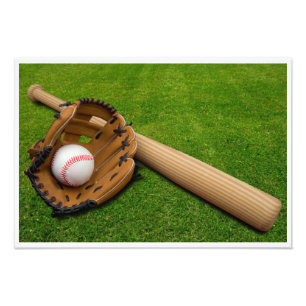 Impression Photo Batte de baseball avec le gant et le base-ball