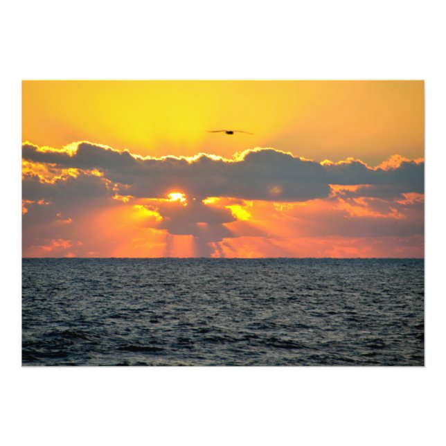 Impression Photo Beau lever de soleil de plage océanique (Devant)