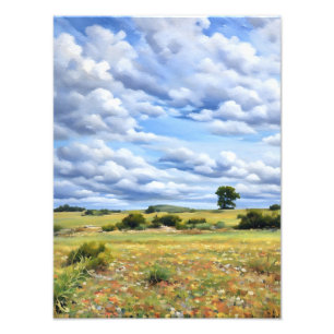 Impression Photo Beau Paysage Avec Des Fleurs sauvages Vibrants
