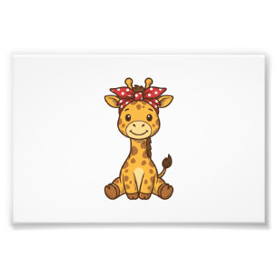 Impression Photo Bébé girafe mignon avec noeud papillon Design vect