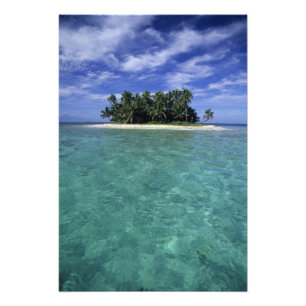 Impression Photo Belize, récif barrière, île ou cay non nommé.