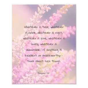 Impression Photo Belle citation de la Bible aux fleurs roses