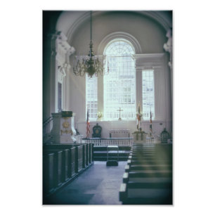 Impression Photo Belle Eglise Intérieur Salle Lumineuse avec Pews
