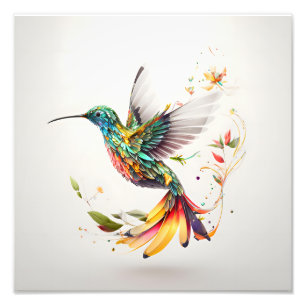 Impression Photo Belle illustration pointue d'un colibri.