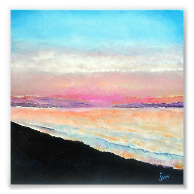 Impression Photo Belle peinture de plage de Sunset Soft Pastels (Devant)