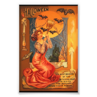 Impression Photo Belle Sorcière Vintage Halloween Salutation