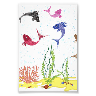 Impression Photo Bêtas poissons illustrés