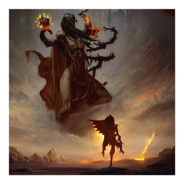 Impression Photo Bête noire contre guerrier (Devant)