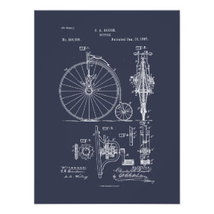Impression Photo Bicyclette antique 1887 Penny Farthing Brevet