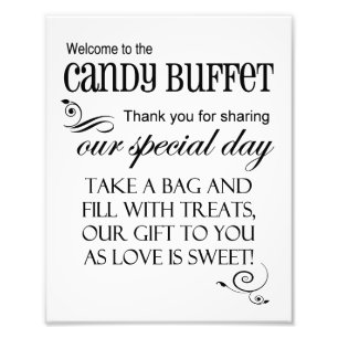 Impression Photo Bienvenue au Mariage Buffet Candy 8 x 10
