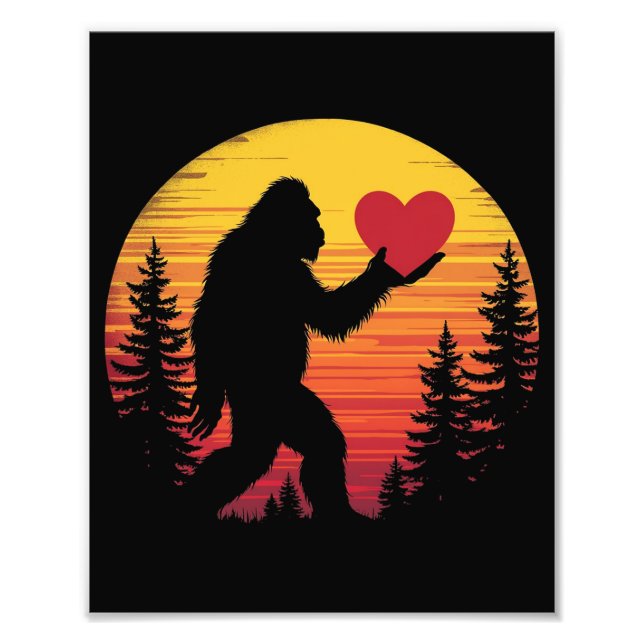 Impression Photo Bigfoot Coeur Valentines Aimer Sasquatch coucher d (Devant)