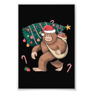 Impression Photo Bigfoot Noël Arbre Lumières Noël Sasquatatch Amour