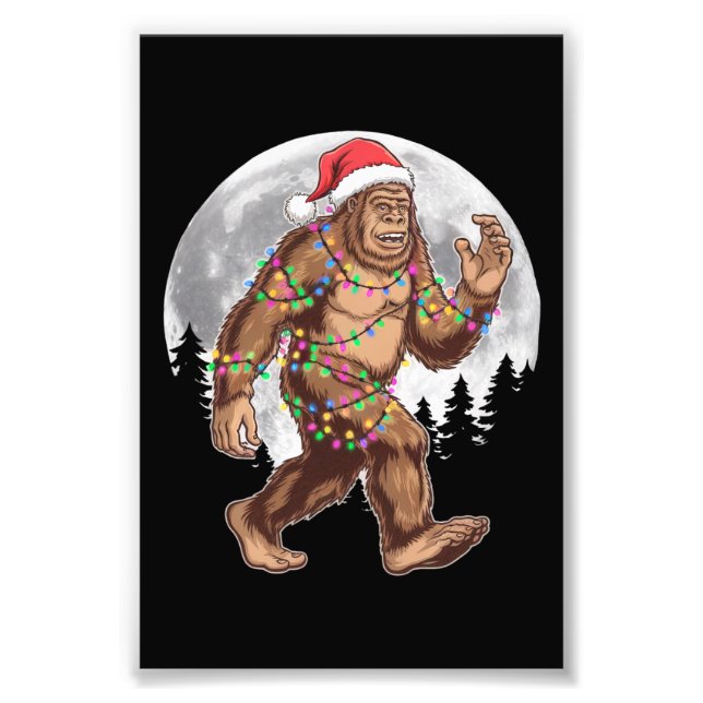Impression Photo Bigfoot Père Noël Christmas Tree Lights Xmas Sasqu (Devant)