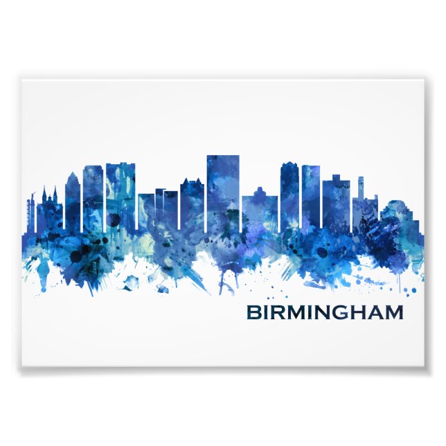 Impression Photo Birmingham Alabama Skyline Blue (Devant)