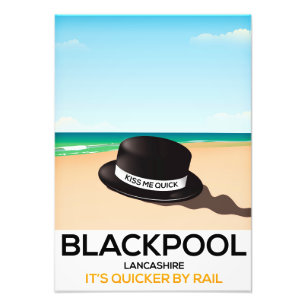 Impression Photo Blackpool "m'embrassent vite" affiche de train de