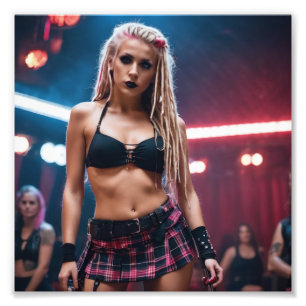 Impression Photo Blonde rose mignonne Dreads Dancer en Jupe Tartan