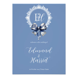 Impression Photo Blue Croquette Inspiré Mariage Affiche de bienvenu