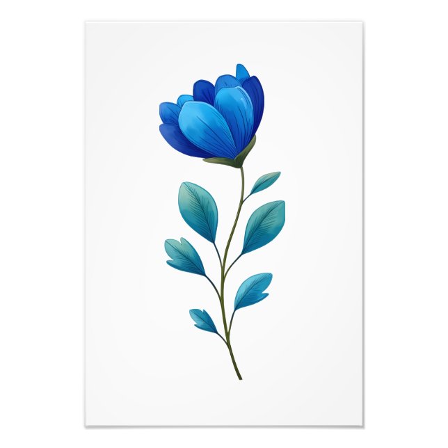 Impression Photo Blue Floral Botanical Illustration  (Devant)
