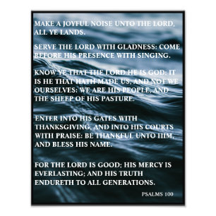IMPRESSION PHOTO BON THANKSGIVING BLEU BLANC NOIR PSALMS 100