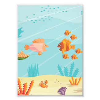 Impression Photo Bonne famille de poissons caricaturaux