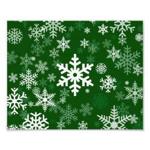 Impression Photo Bonnes fêtes vert de flocons de neige pour chacun