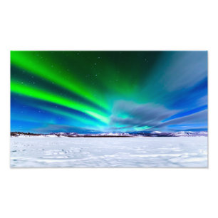 Impression Photo Borealis de l'aurore au-dessus de lac congelé