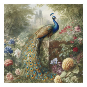 Impression Photo Botanique : paon près du château dans le jardin an
