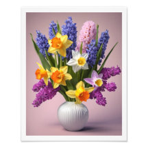 Bouquet de printemps des jonquilles Hyacinthes Vas