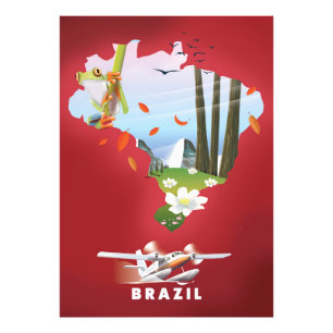 Impression Photo Brésil Affiche illustrée de voyage.