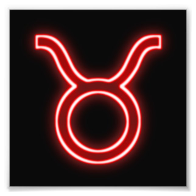 Impression Photo Bright Red Neon - Taurus the Bull Star Sign (Devant)
