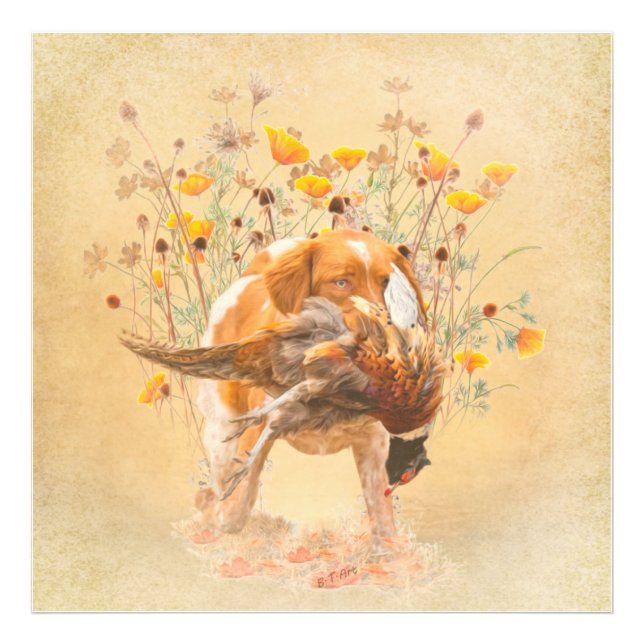 Impression Photo Brittany Spaniel, Chasse Pheasant Coffee Mug T-Sh (Devant)